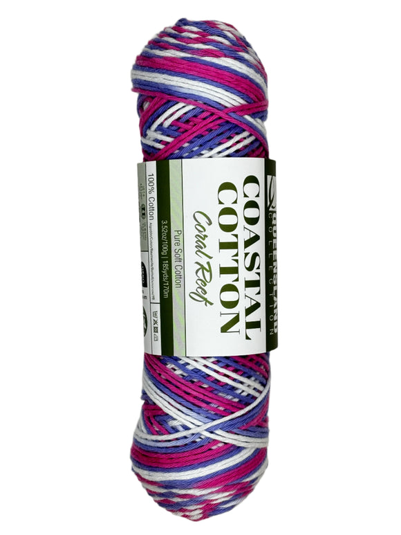 Purple pink white skein of yarn