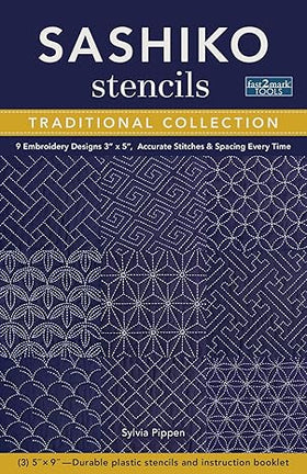 Sashiko Stencils, Traditional Collection: 9 Embroidery Designs