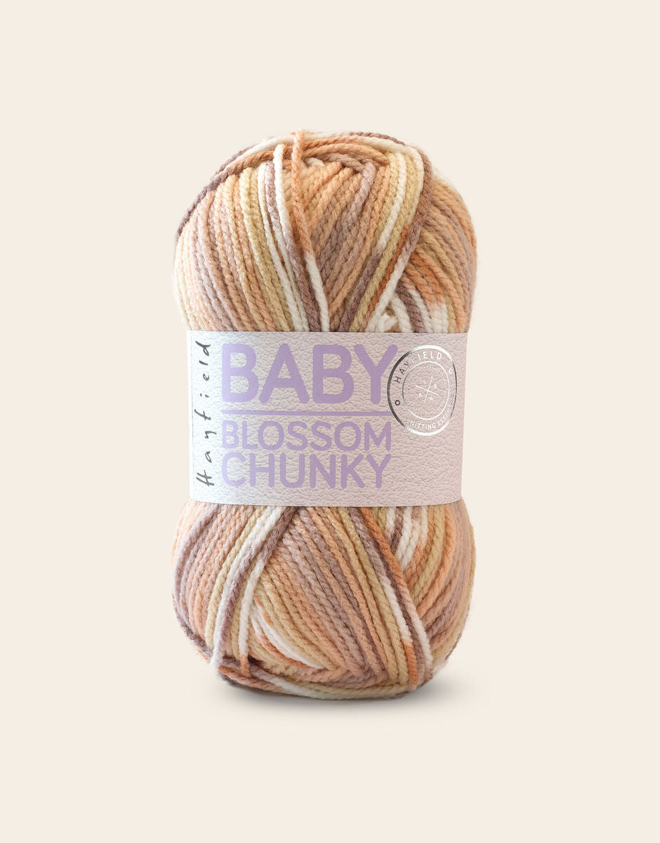 A brown skein of Hayfield Blossom Chunky yarn
