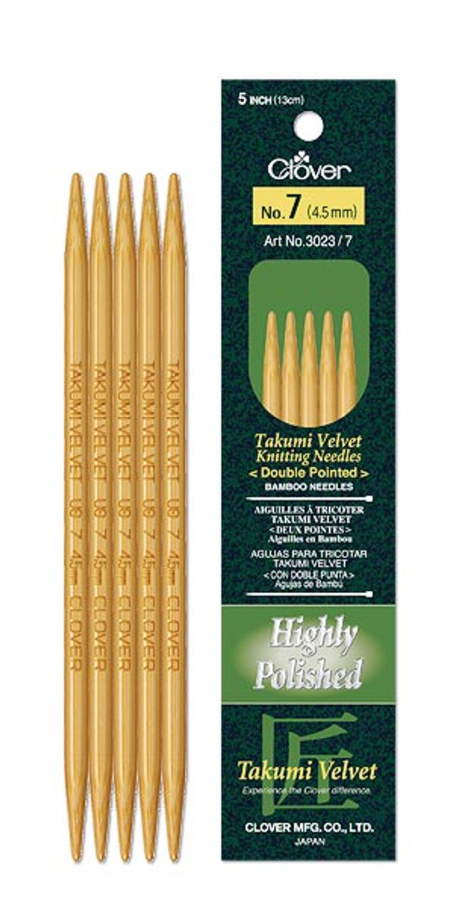 Clover Takumi Bamboo Double Point Knitting Needles - 7 inch Size 7