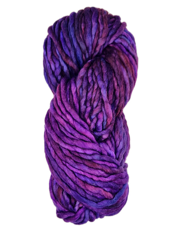 A purple skein of Malabrigo Rasta yarn