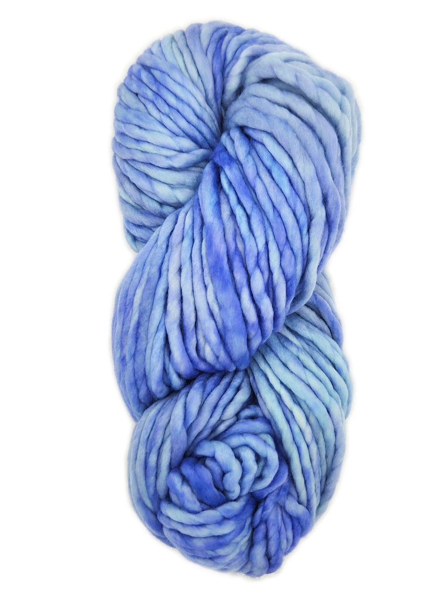 A light blue/teal skein of Malabrigo Rasta yarn