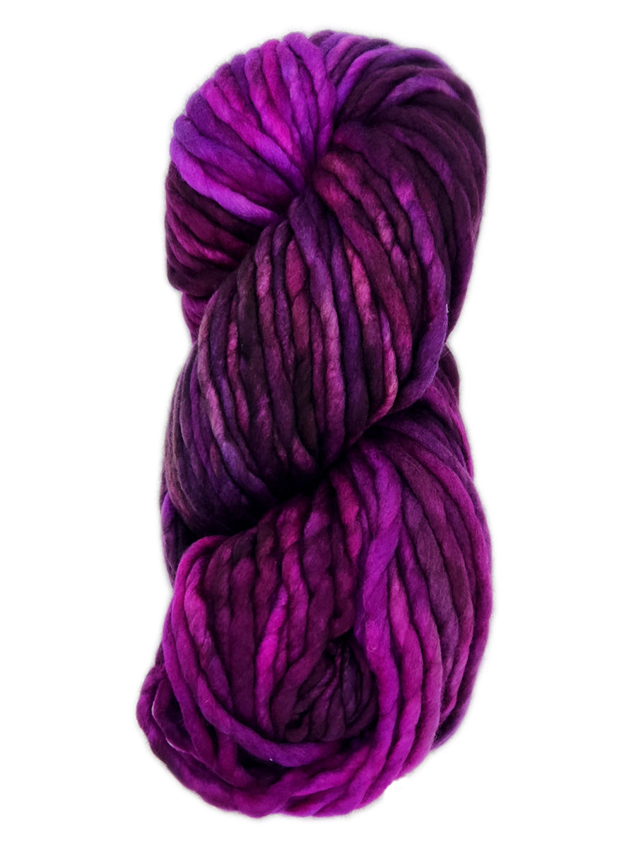 A purple skein of Malabrigo Rasta yarn