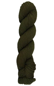 Hunter Green skein of mountain meadow wool yarn on a white background