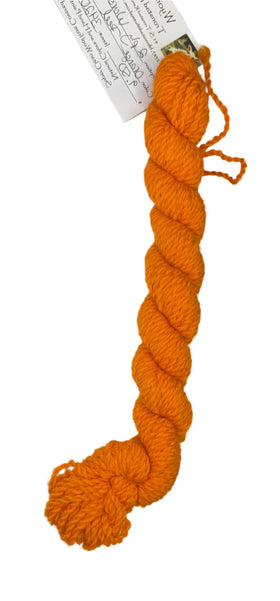 mini skein of orange hand dyed hand spun yarn