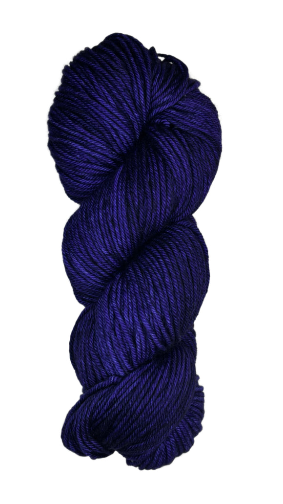 Skein of Malabrigo Rios yarn in the color purple blue