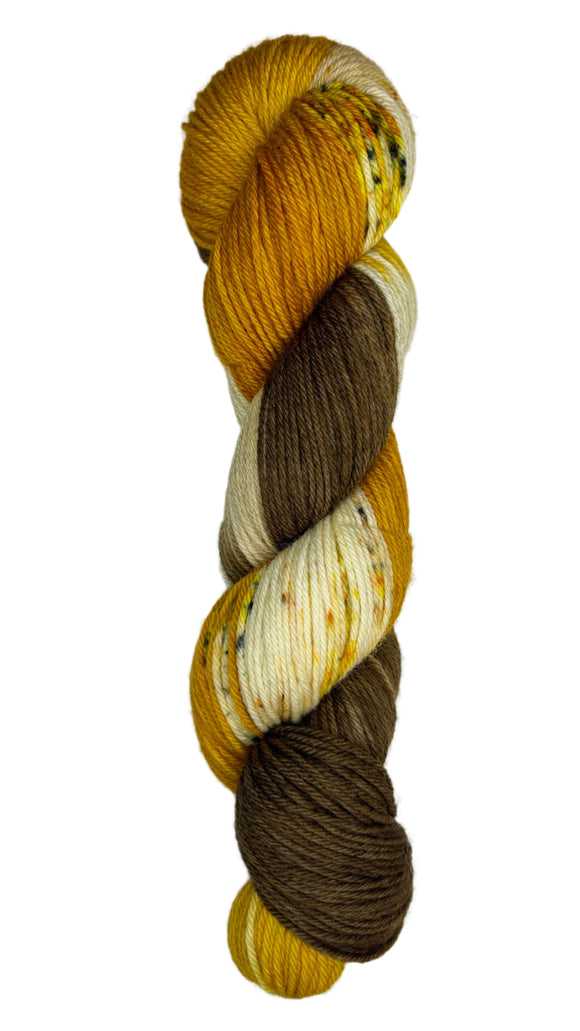 BROWN AND GOLD SKEIN OF DK WEIGHT YARN