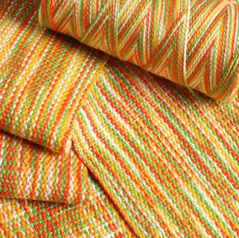 Ashford Caterpillar Cotton Weaving Yarn color yellow orange green white