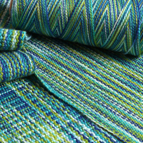 Ashford Caterpillar Cotton Weaving Yarn clor blue green white yellow