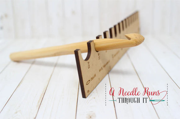 A Needle Runs Through It Crochet Hook Gauge 7"