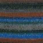 A blue, red, and gray swatch of Plymouth Gina Chunky