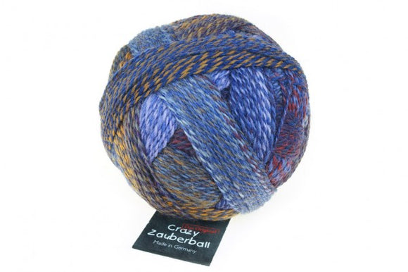 Schoppel Wolle Crazy Zauberball yarn color blue and tan