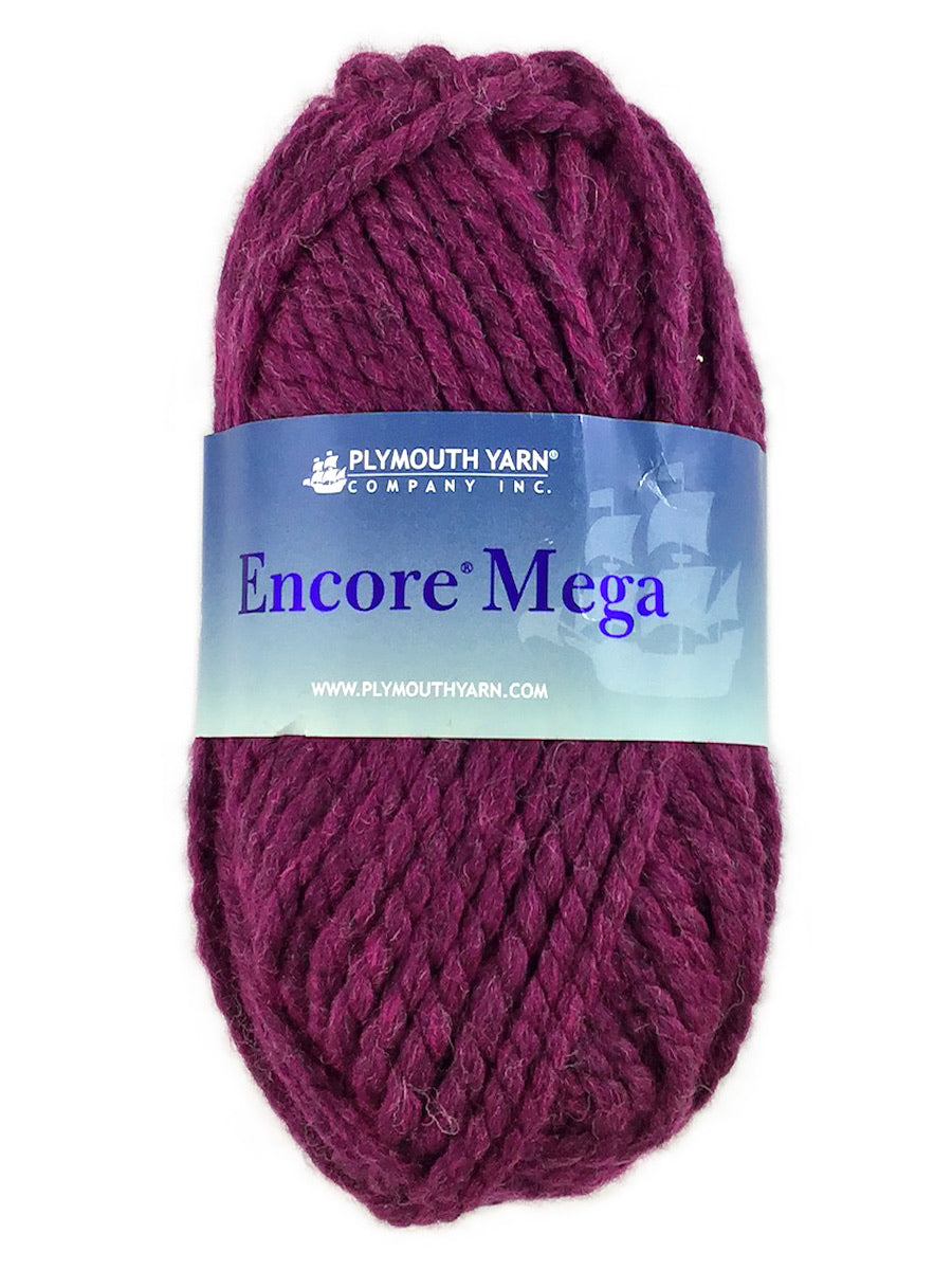 A purple skein of Plymouth Encore Mega yarn