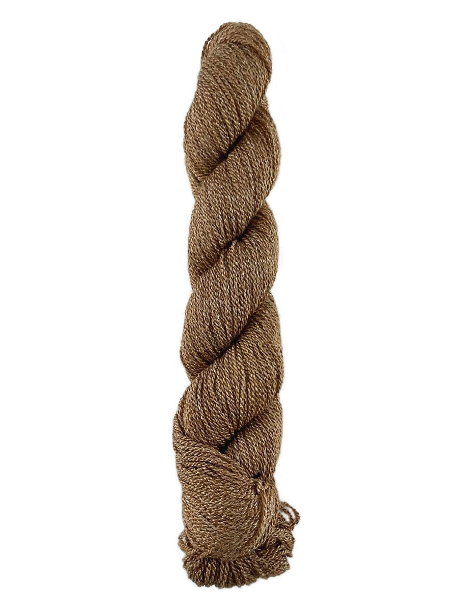 A brown skein of Mountain Meadow Wool Green River yarn
