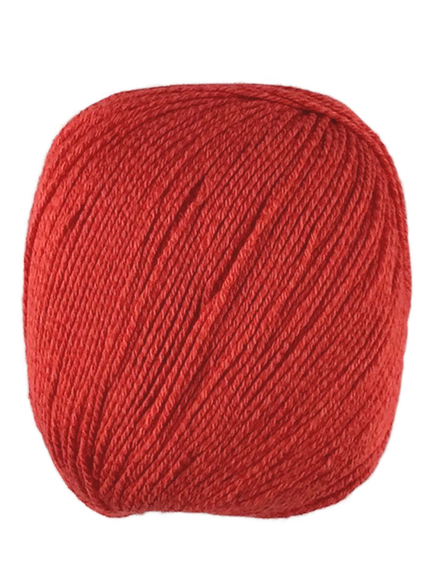 A red skein of Universal Bamboo Pop yarn
