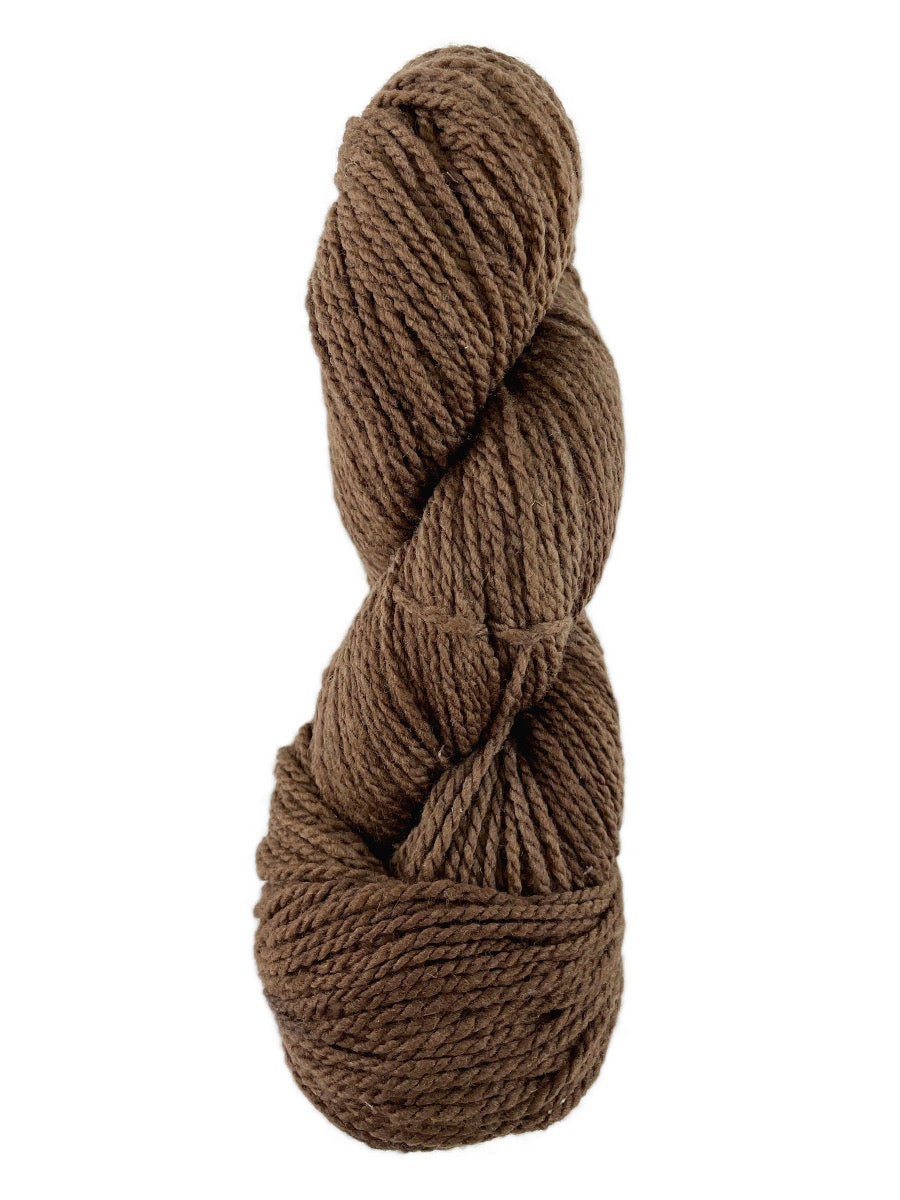 A brown skein of Mountain Meadow Wool Laramie yarn