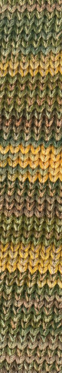 A photo of a pink, green, and yellow Cairns yarn