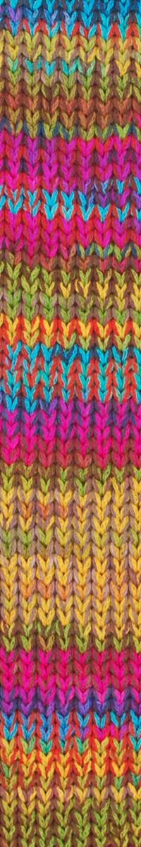 Swatch of rainbow colored Cairns yarn