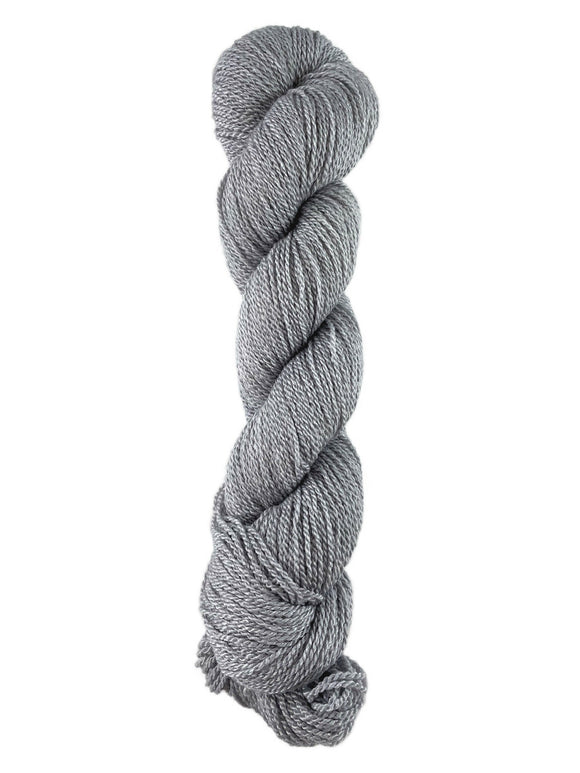A light grey skein of Mountain Meadow Wool Green River yarn