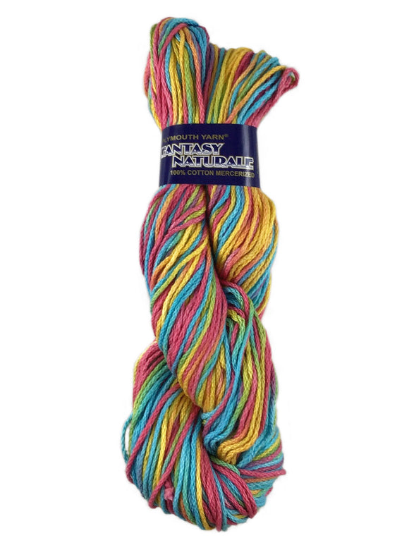 A colorful skein of Plymouth Fantasy Naturale yarn