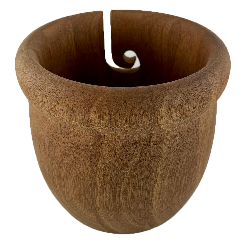 A wooden yarn bowl made from African Mahogany wood