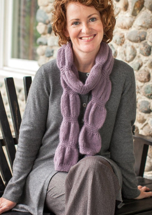 Woman wearing mohair scarf