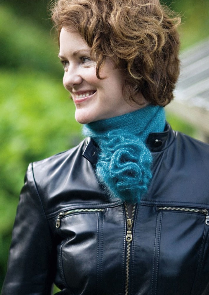 Woman wearing mohair scarf