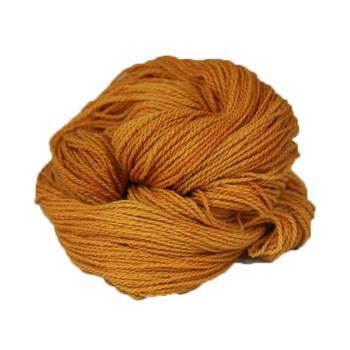 An orange hank of the Mountain Meadow Wool Saratoga yarn collection