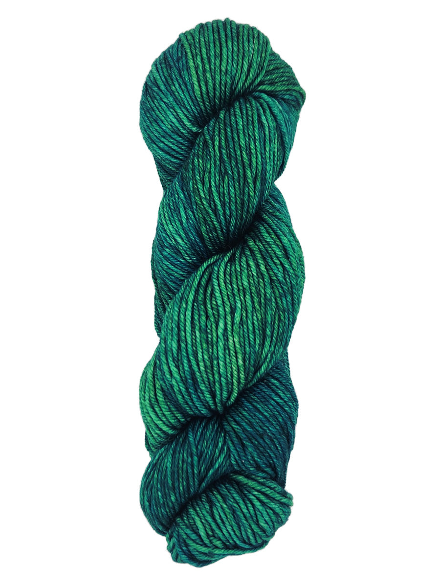 A colorful skein of blue and green Malabrigo Rios yarn