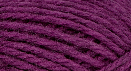 A close-up photo of a purple sample of Nature Spun yarn