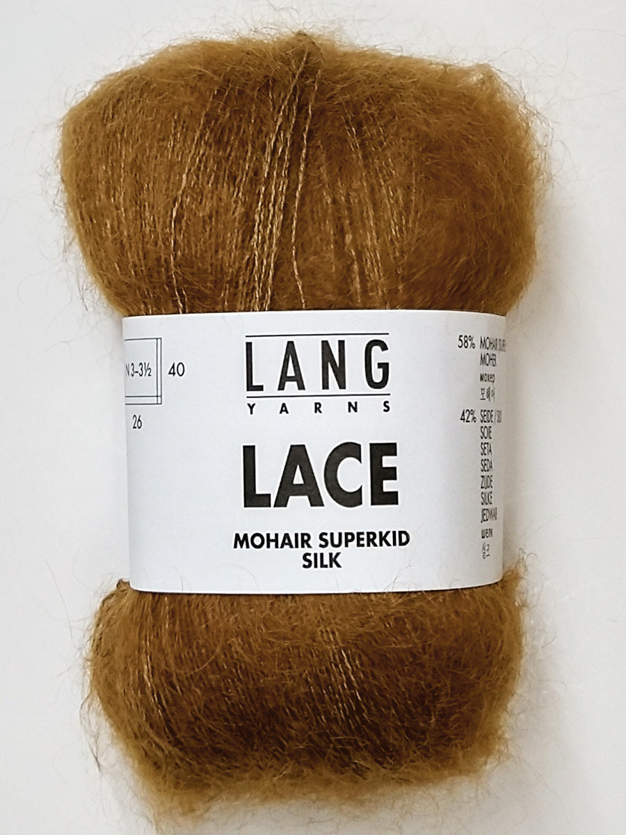 A photo of a burnished skein of Lang Lace yarn.