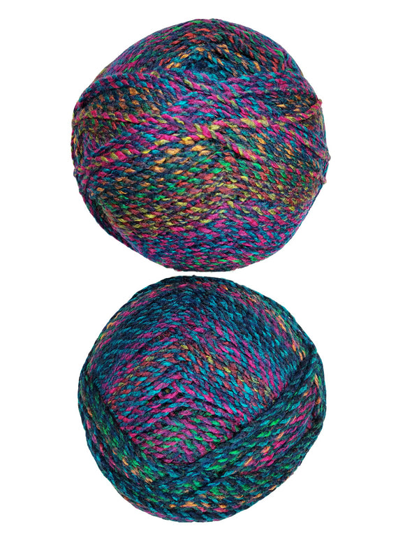 A colorful skein of James C. Brett Marble Chunky yarn