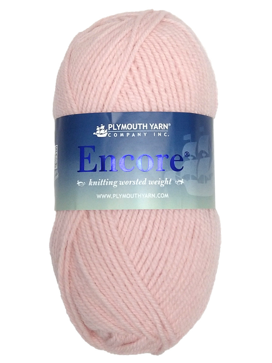 Photo of a light pink skein of Encore Plymouth Yarn