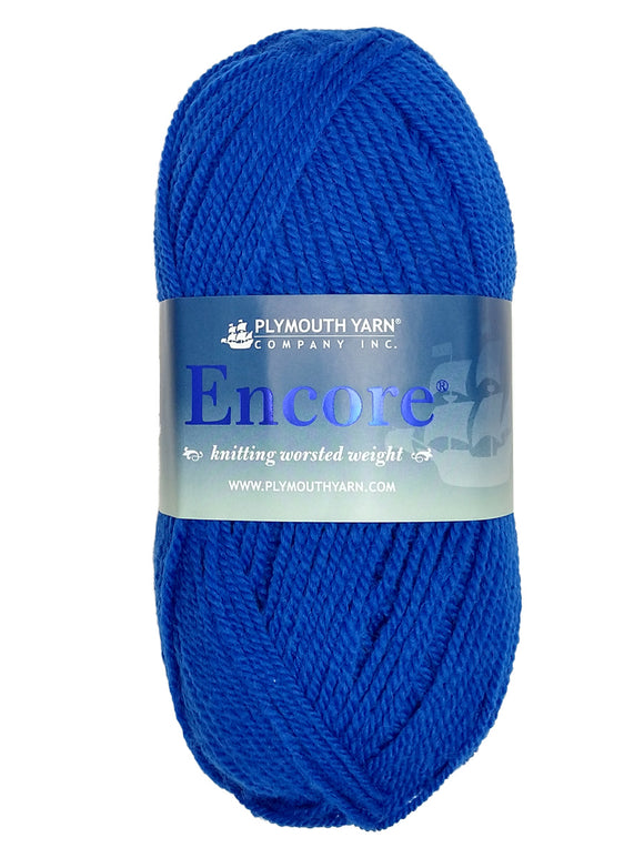 Photo of a blue skein of Encore Plymouth Yarn