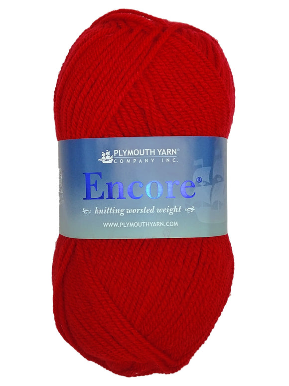 Photo of a red skein of Encore Plymouth Yarn
