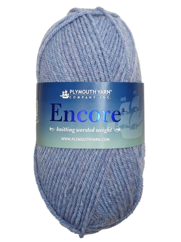 Photo of a blue skein of Encore Plymouth Yarn
