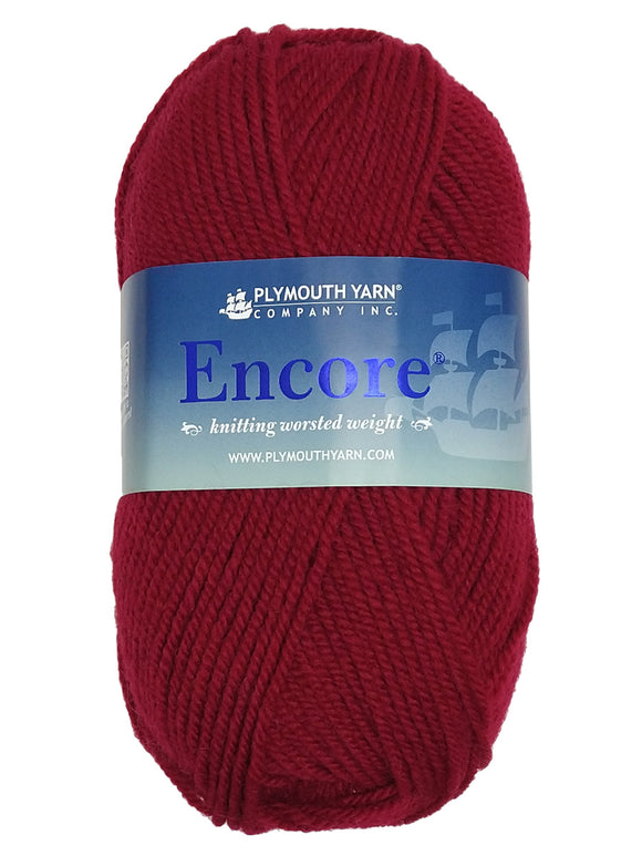 Photo of a red skein of Encore Plymouth Yarn