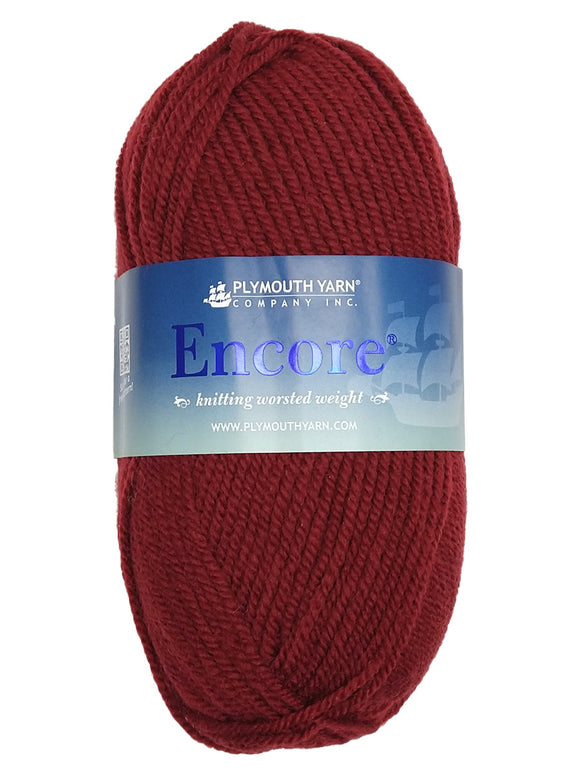Photo of a red skein of Encore Plymouth Yarn