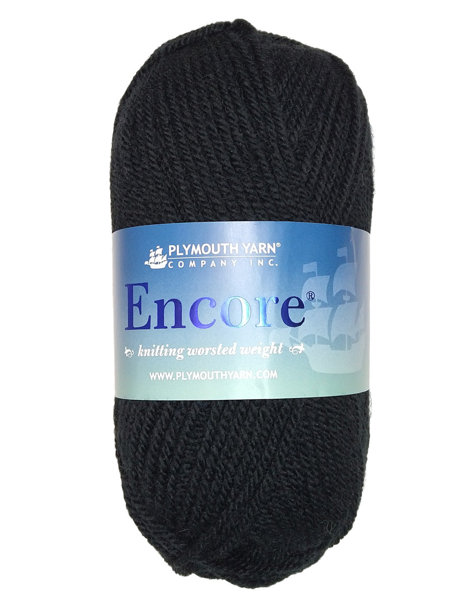 Photo of a black skein of Encore Plymouth Yarn