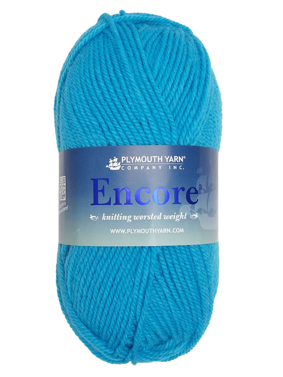 Photo of a blue skein of Encore Plymouth Yarn