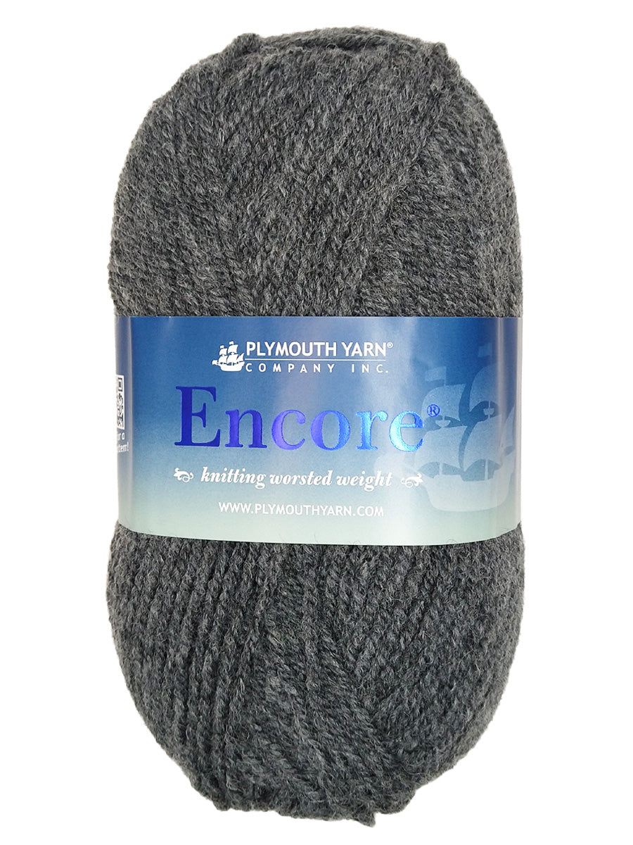 Photo of a gray skein of Encore Plymouth Yarn