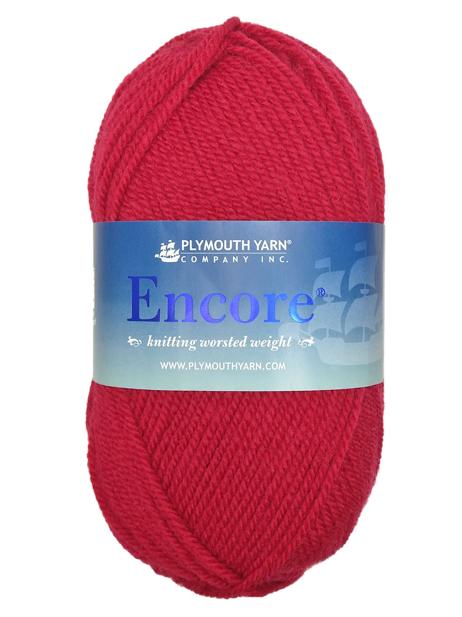 Photo of a red skein of Encore Plymouth Yarn