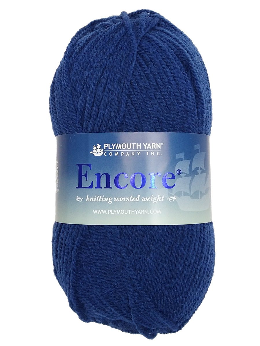 Photo of a blue skein of Encore Plymouth Yarn