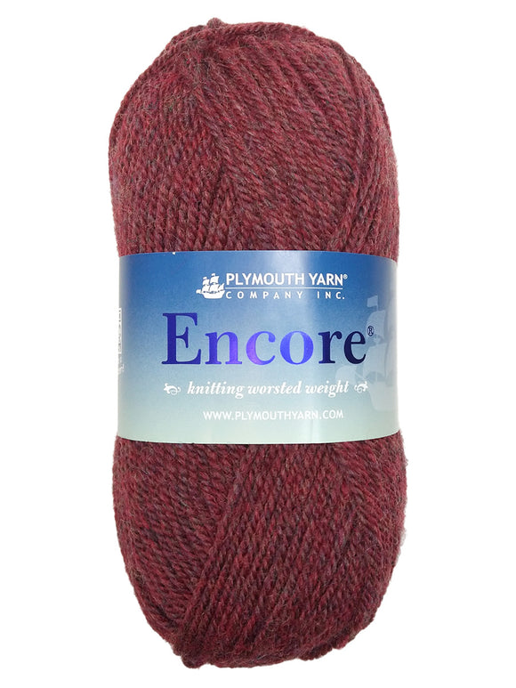 Photo of a red skein of Encore Plymouth Yarn