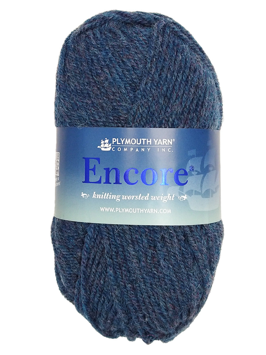 Photo of a blue skein of Encore Plymouth Yarn