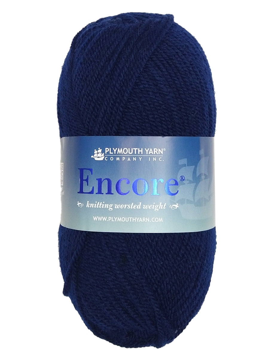 Photo of a dark  blue skein of Encore Plymouth Yarn