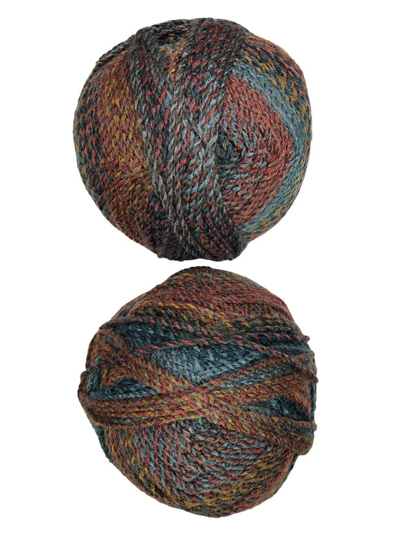 A colorful skein of James C. Brett Marble Chunky yarn