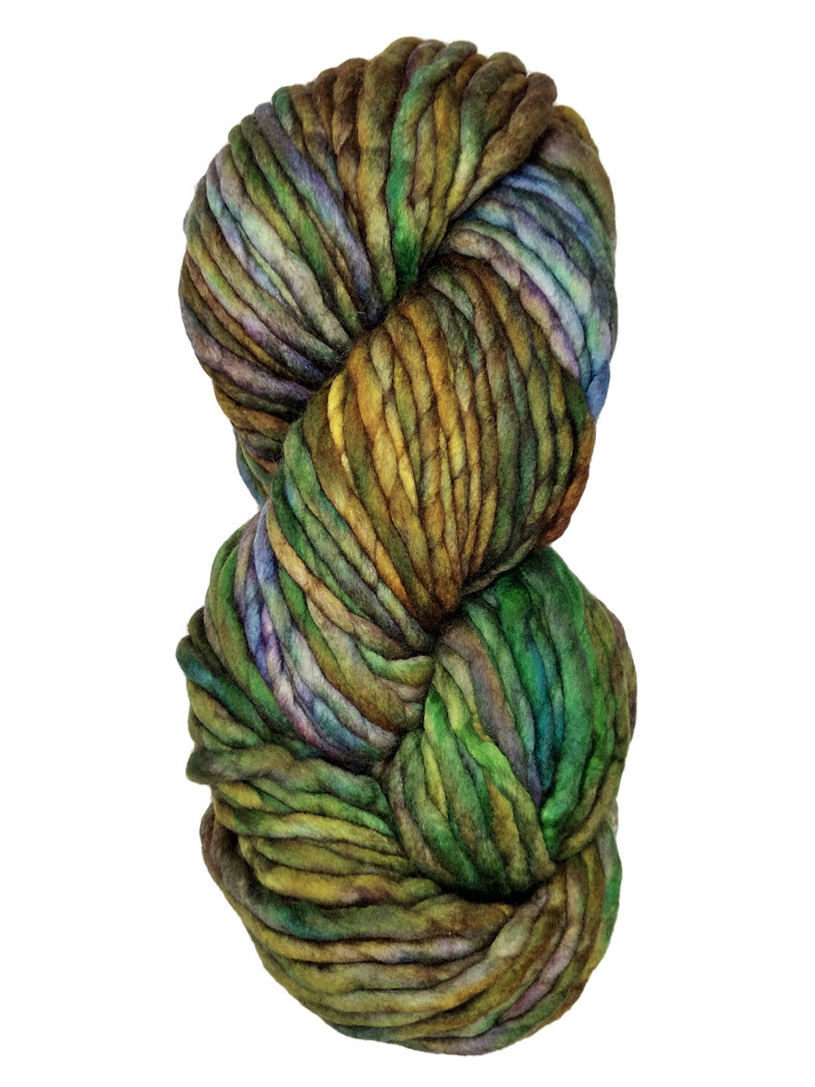 A green and yellow mix skein of Malabrigo Rasta yarn
