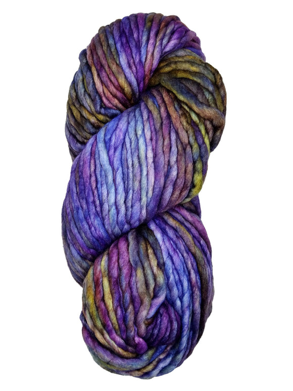 A purple mix skein of Malabrigo Rasta yarn