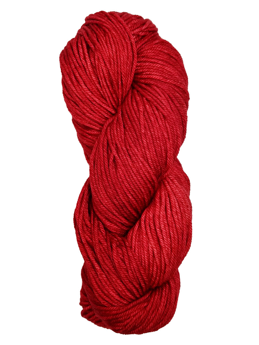 A colorful skein of red Malabrigo Rios yarn